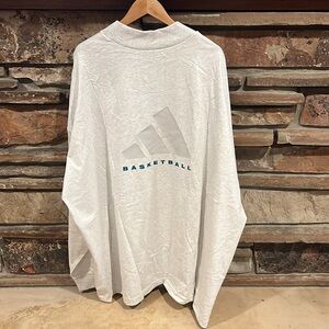 adidas White Long Sleeve Basketball Tee with Gray Logo